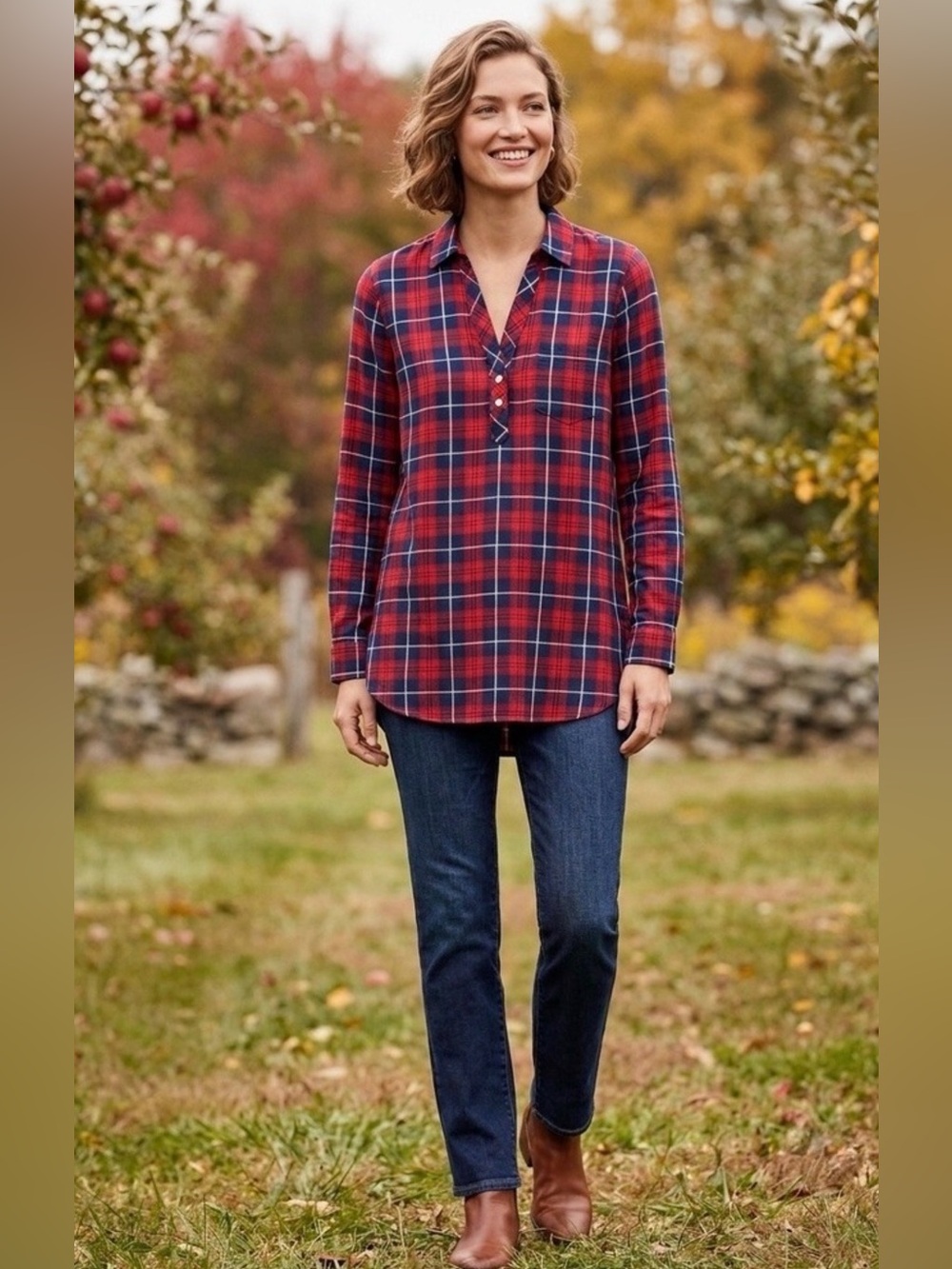 J.Crew Womens Red and Blue Plaid Cotton Top Size Medium